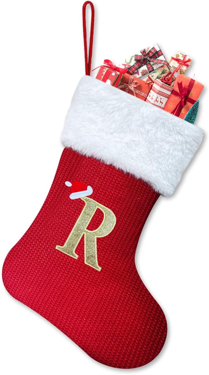 Homemari Personalized Monogrammed Red Christmas Stockings