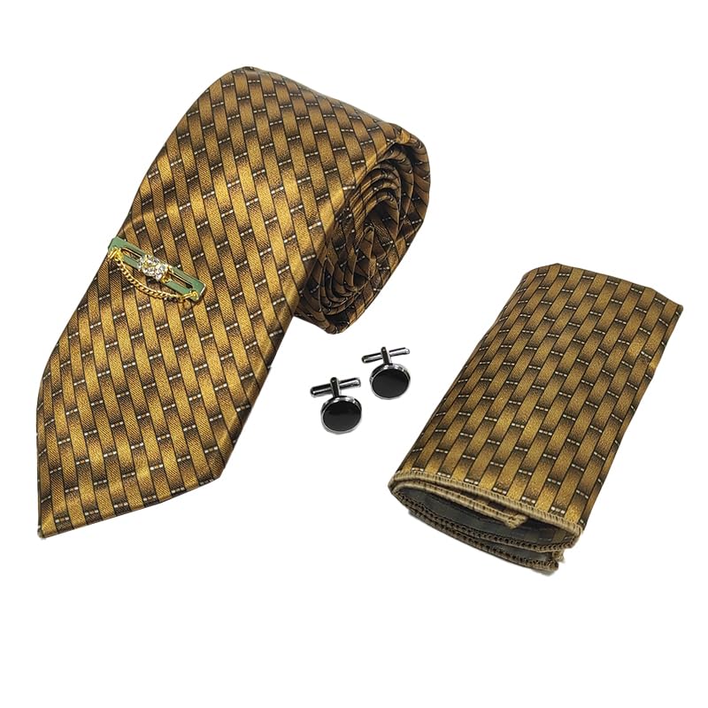rare combee group Rare Combee Golden Luxurious Premium Gold Silk Necktie with Pocket Square, Tie Pin & Cufflinks for Party's, Reception, Gift, Business, Office, Wedding, Corporate, Meeting-picture-31