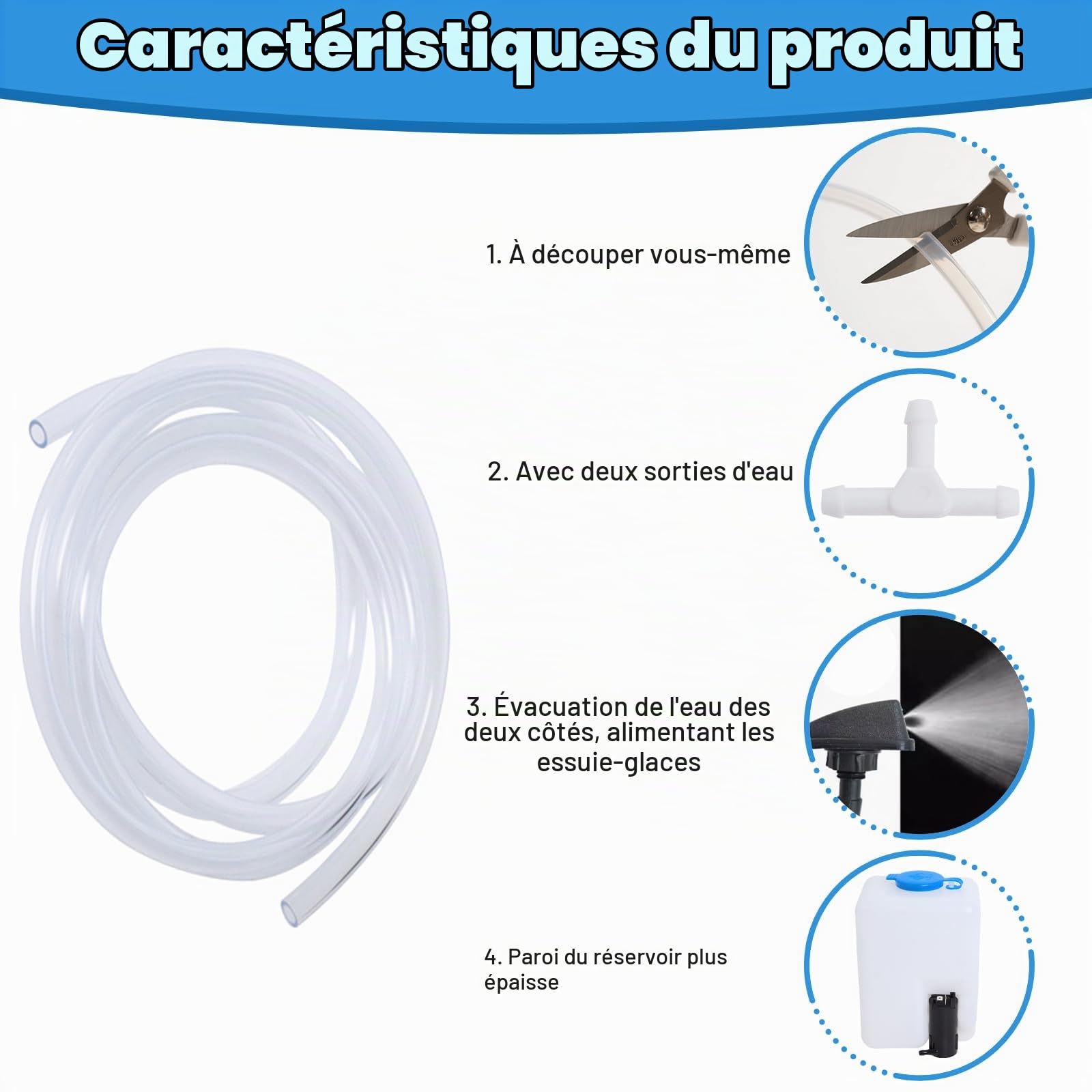 Kit Pompe Lave-Glace 12V 99300, Réservoir Universel pour Voiture | Kit Complet avec Réservoir, Tuyau, Interrupteur et Buses, Adapté aux Voitures, Bateaux et Véhicules Divers
