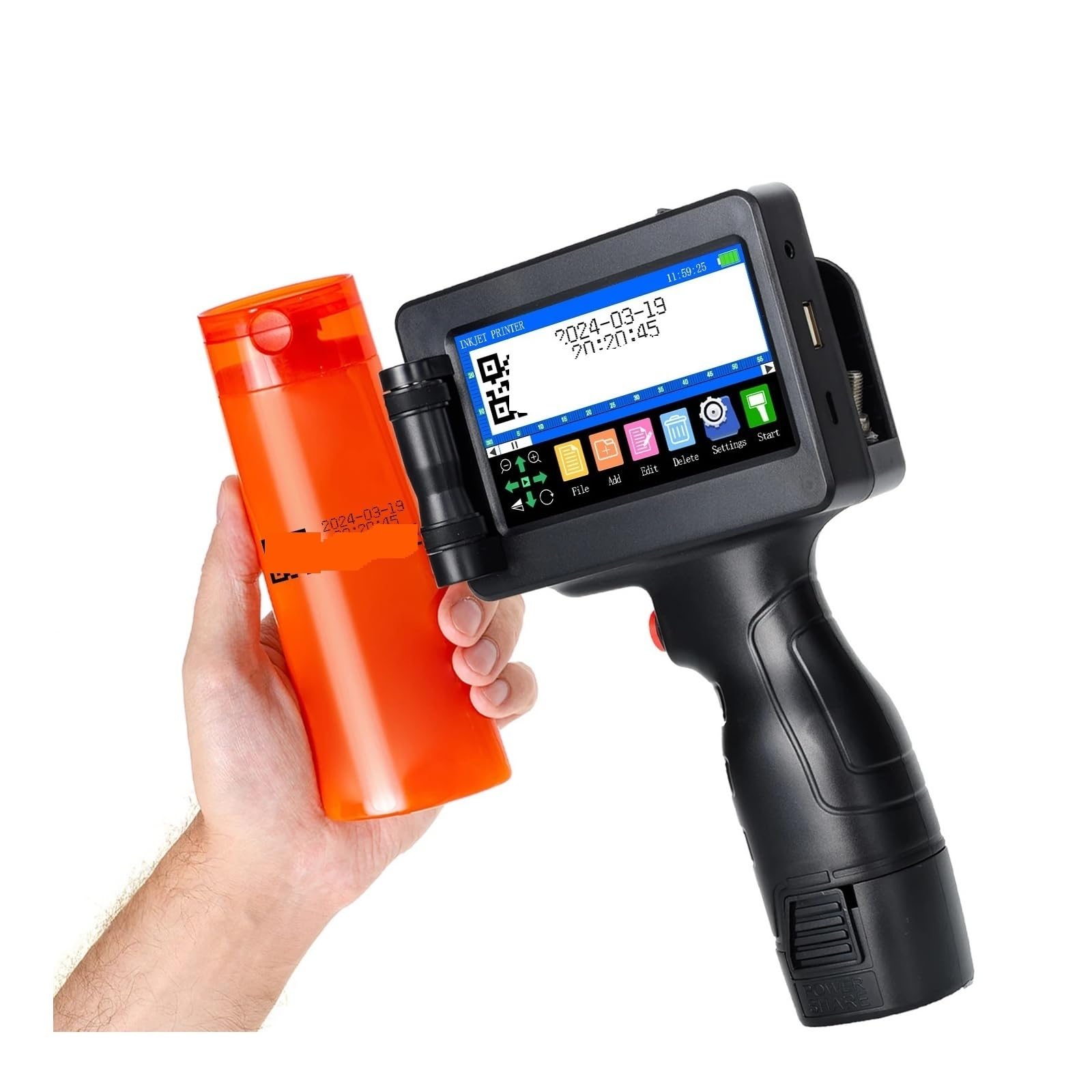 MYUYEE 1755Plus 12.7Mm Handheld Inkjet Printer, Without Ink Text Qr Barcode Batch Number Logo Date Label Printer On Any Surfaces