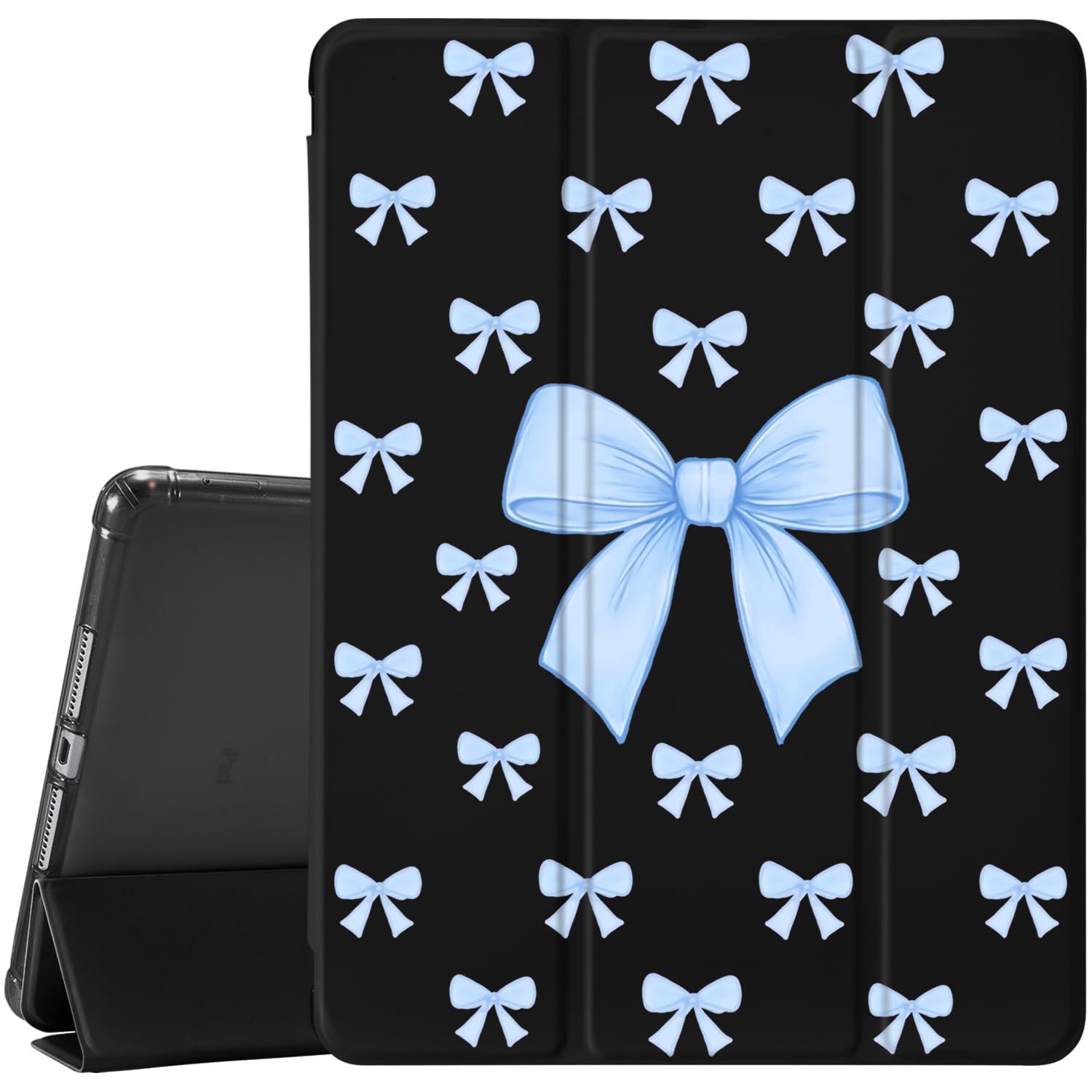 JOYLAND for iPad 10th Generation Case 10.9 inch 2022/iPad (A16) 11th Gen 11 Inch 2025 with Pencil Holder-Auto Wake/Sleep,Dark Blue Bow Pattern