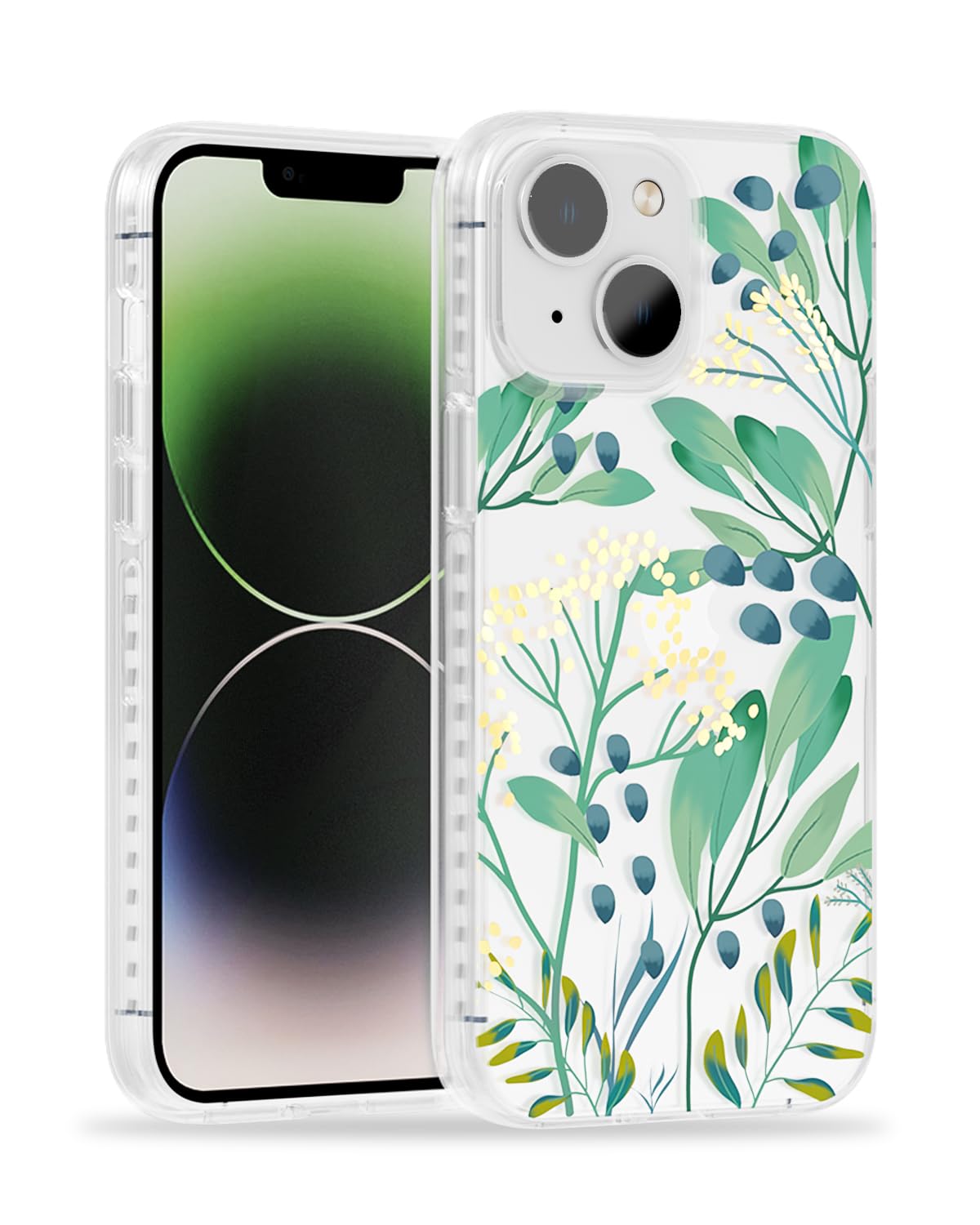 SCORPIFY for iPhone 14 Case with Summer Meadow Floral Design, Cute Clear Flower Phone Cover for Women Girls, [Non Yellowing] Slim Shockproof Bumper