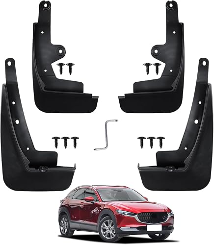 Peleus Guardabarros mejorados para Mazda CX-30 2025 2024-2020, aletas antisalpicaduras aerodinámicas, juego de 4 guardabarros y aletas para Mazda