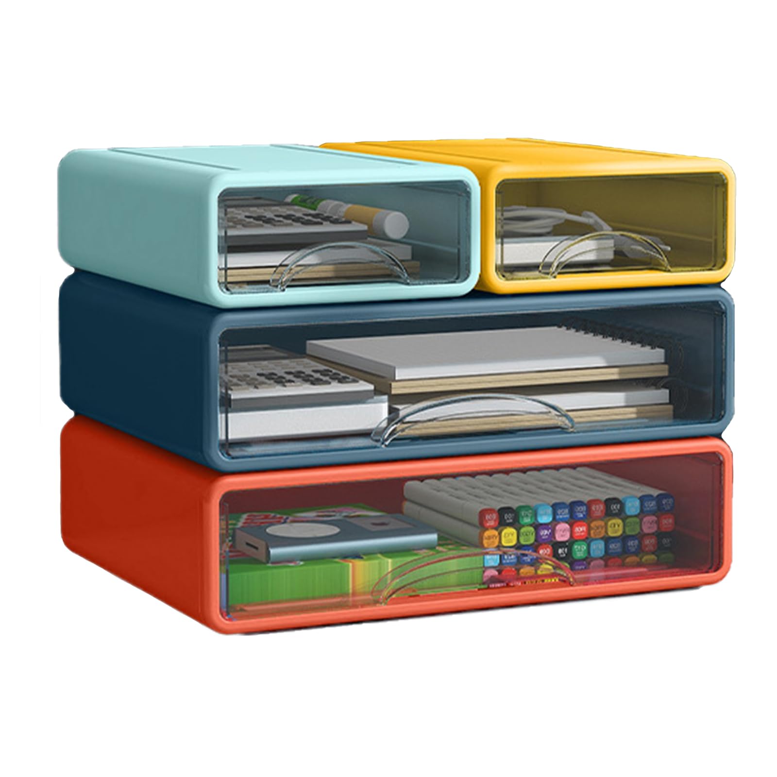 Organizer da scrivania con cassetti, cassetti impilabili con scomparti, organizzazione da scrivania per forniture per ufficio, trucco, matite, nastro, gomme, graffette, caricatori (2S2M)