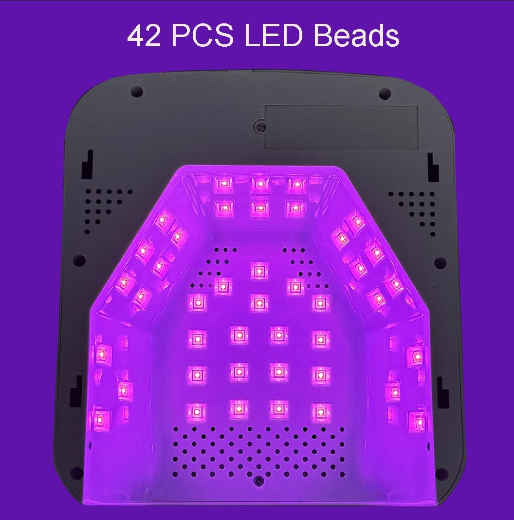Professional UV LED Nail Lamp for Gel Polish, 42 PCS High-Power LED Beads Nail Dryer with 4 Timer Settings & Automatic Sensor, Fast Curing Light for Home and Salon Manicure Pedicure Nail Art