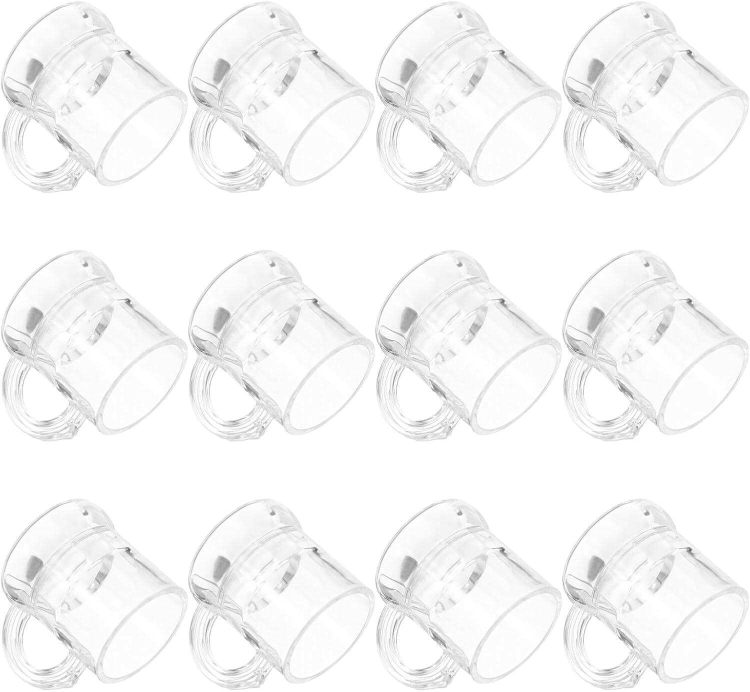 PartyKindom Mini Plastic Shot Glasses 30ml 12pcs Set with Handle, Disposable Beer Mugs for Party Events, Halloween, Christmas, and Barbecue Supplies