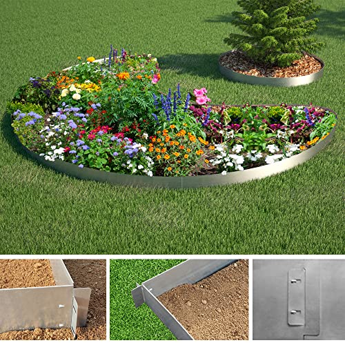 Rasenkante 5m 10m 15m 20m 30m 40m 50m 100x14cm oder 100x18cm verzinkt Beeteinfassung Beetumrandung Mähkante Metall Palisade (Länge 5m - Höhe 18cm)