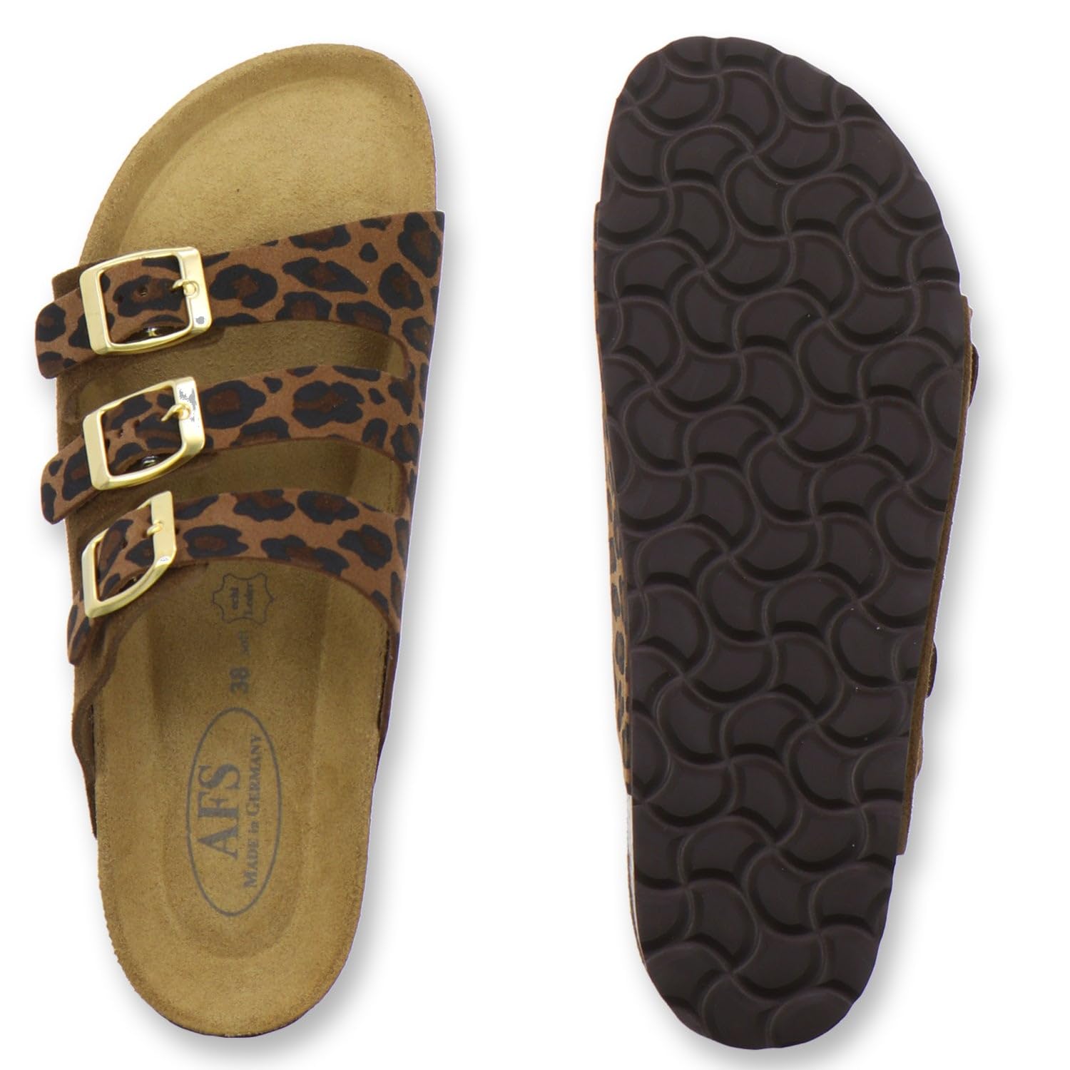 AFS-Schuhe 2133 - Pantofole sportive da donna, in pelle, pratiche, comode pantofole da lavoro, made in Germany