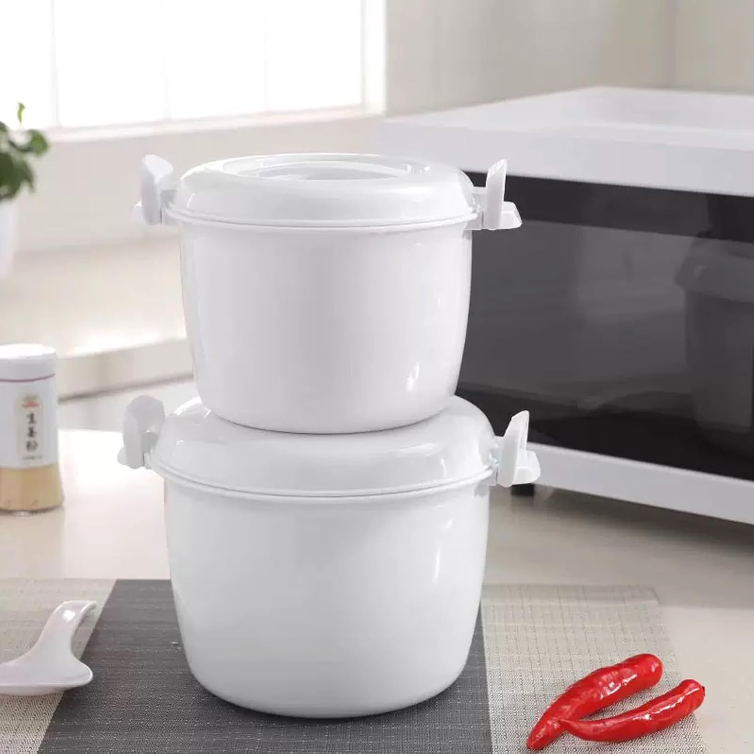 Microwave Rice Cooker, 1.8 Quart/7 Cup Microwave Steamer for Vegetables, Micro Cookware Pot Food Container
