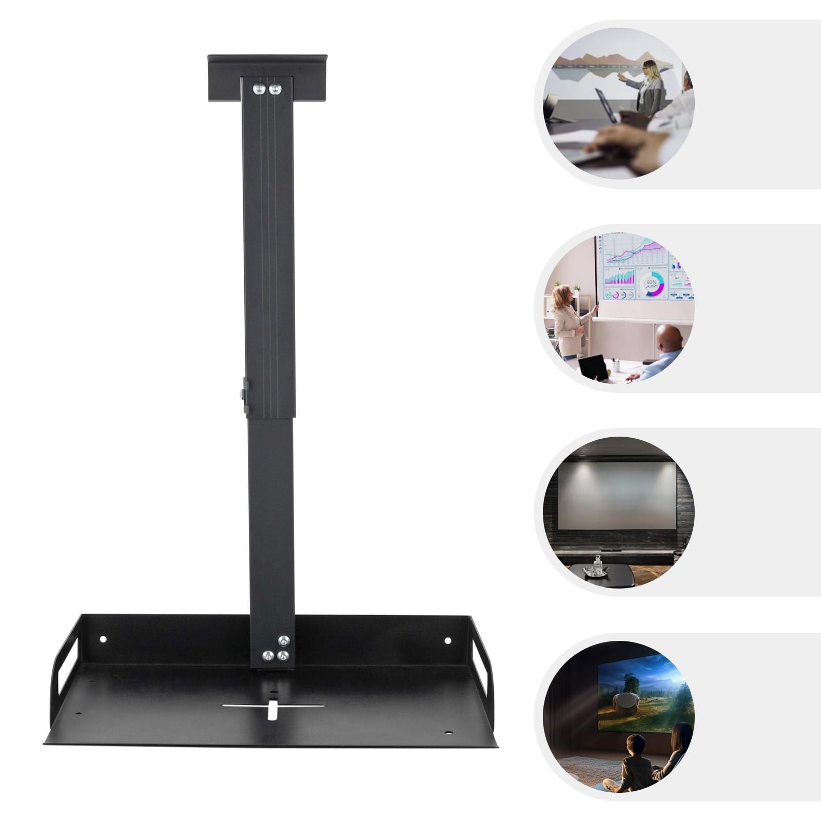 Support vidéoprojecteur plafond, support vidéoprojecteur, support de projecteur 30-45,5 cm, support portable vidéoprojecteur sur pid, rotatif à 360 ° pour projecteur, appareil photo, webcam (noir)