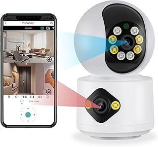 Indoor Camera, 2K Dual Lens IP Security Cameras for Home Security Inside, 360°PTZ Wireless Wifi Pet Cameras for Baby Dog Cat With App Control, AI Detection, 2-Ways Audio, Night Vision, SD/Cloud