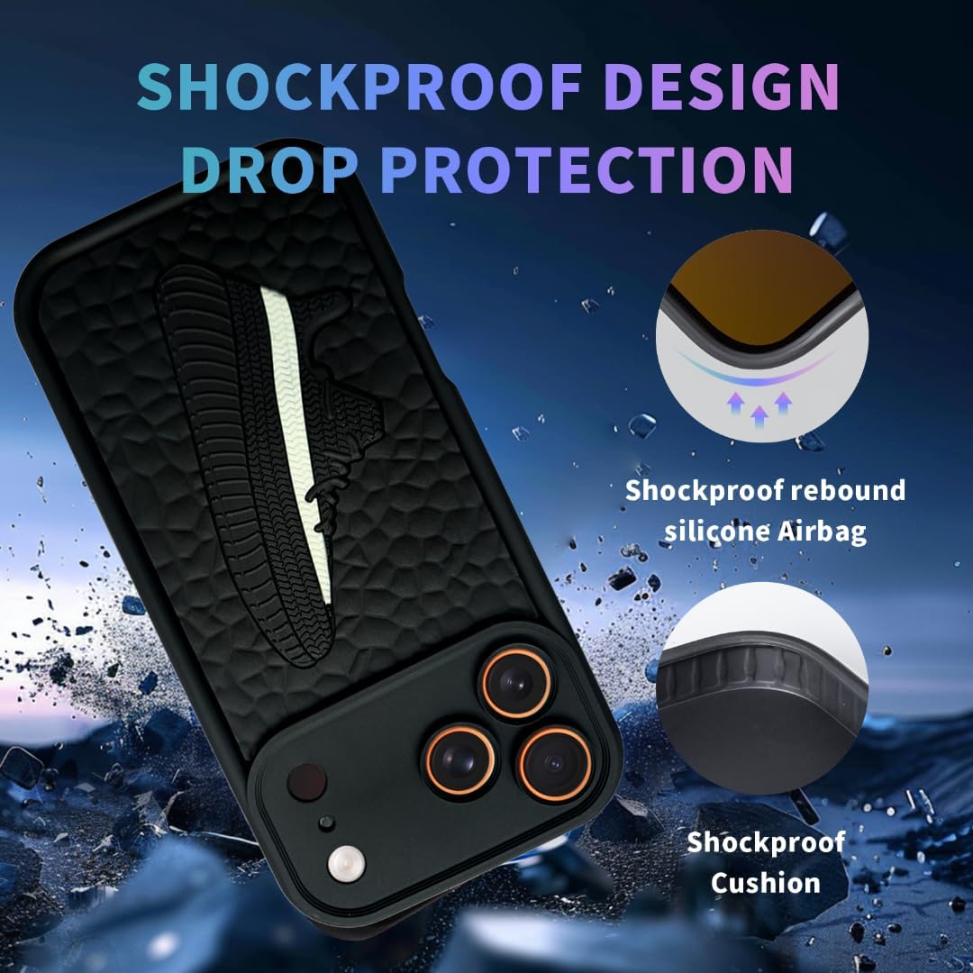 Cool Design Phone Case for iPhone 17 Pro Case for Boys Men Women Sneaker Aesthetic Funny Street Shockproof Sports Designer Cases Compatible with iPhone 17 Pro Black - Image 2
