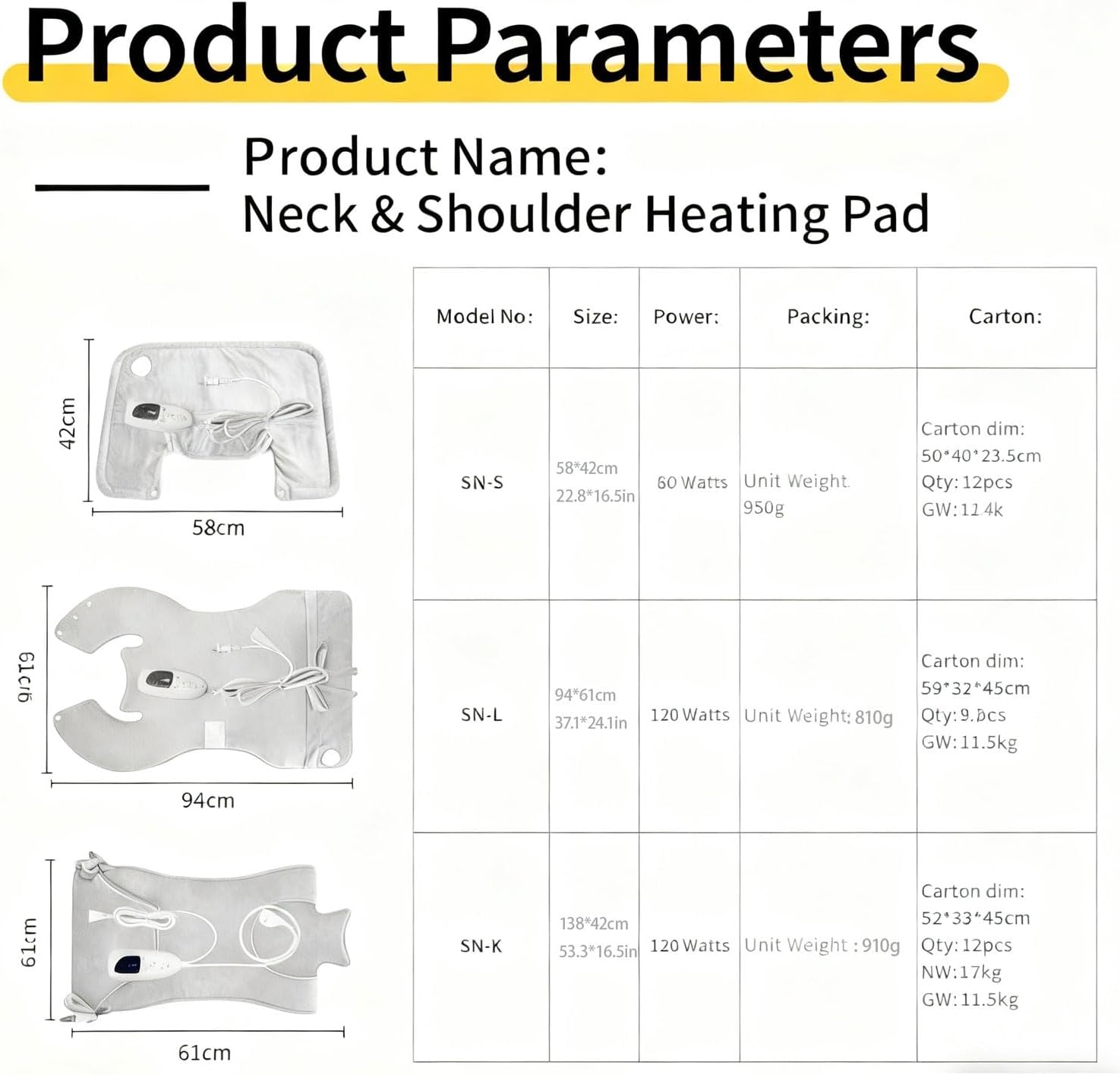 6 Heat & 4 Timer Weighted Heating Pad for Neck & Shoulder → Deep Muscle Pain Relief & Soothing Therapy for Upper Back, Machine Washable, Ideal for Men/Women(Light Gray,SN-L)