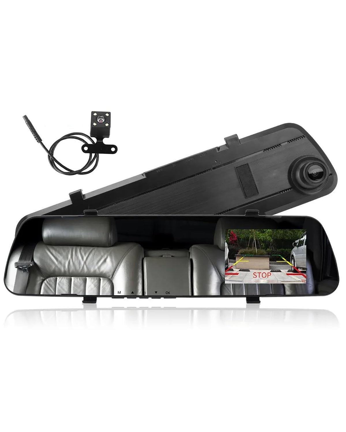 Dashcam Cámara Salpicadero con Espejo Retrovisor DVR Coche Cámara Salpicadero Doble Lente 4,5 Pulgadas, Full HD Juego Tarjetas 32 GB Accesorios Automóviles Cámara Coche(Single Camera 32G)