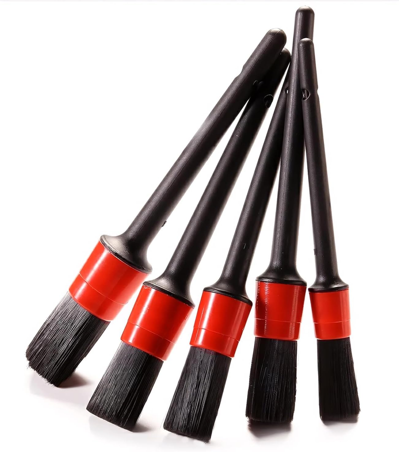 Kit de 5 Escovas para Detalhamento Automotivo 5 Pincéis para Lavagem Detalhada Automotiva Limpeza de Rodas Interiores Grades e Peças do Motor (1 KIT)