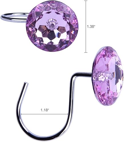 Miniatura 4 de Adwaita Ganchos decorativos para cortina de ducha, diamantes de imitación de cristal acrílico, juego de 12 (morado)
