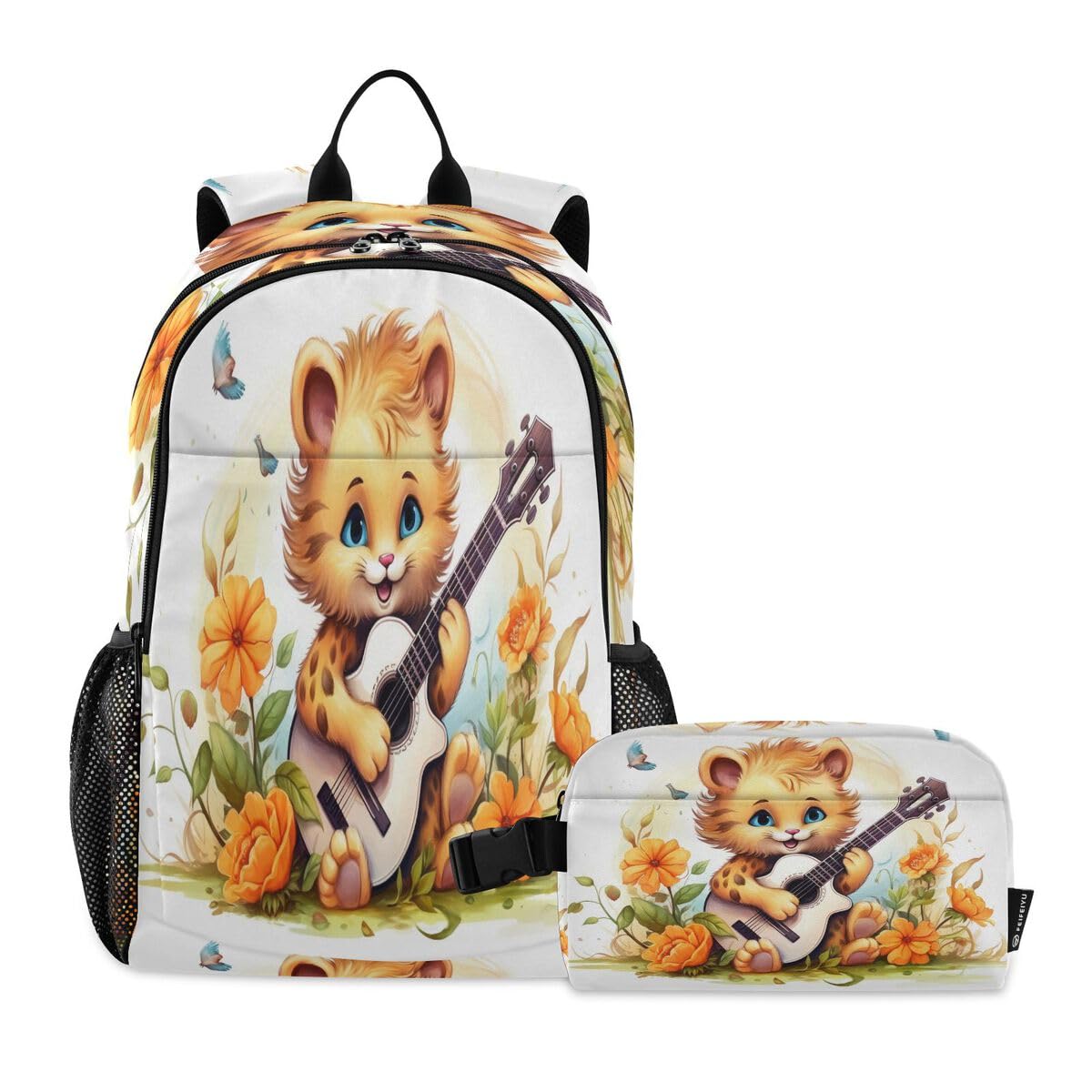 Sac à dos léger enfant guitare lion pour soulager les épaules et ranger le goûter