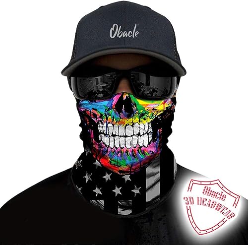 Miniatura 220 de Obacle - Tapabocas con cuello polar y de estilo de pañuelo contra el polvo y el sol para hombre y mujer Calavera Azul Ojo y Nariz