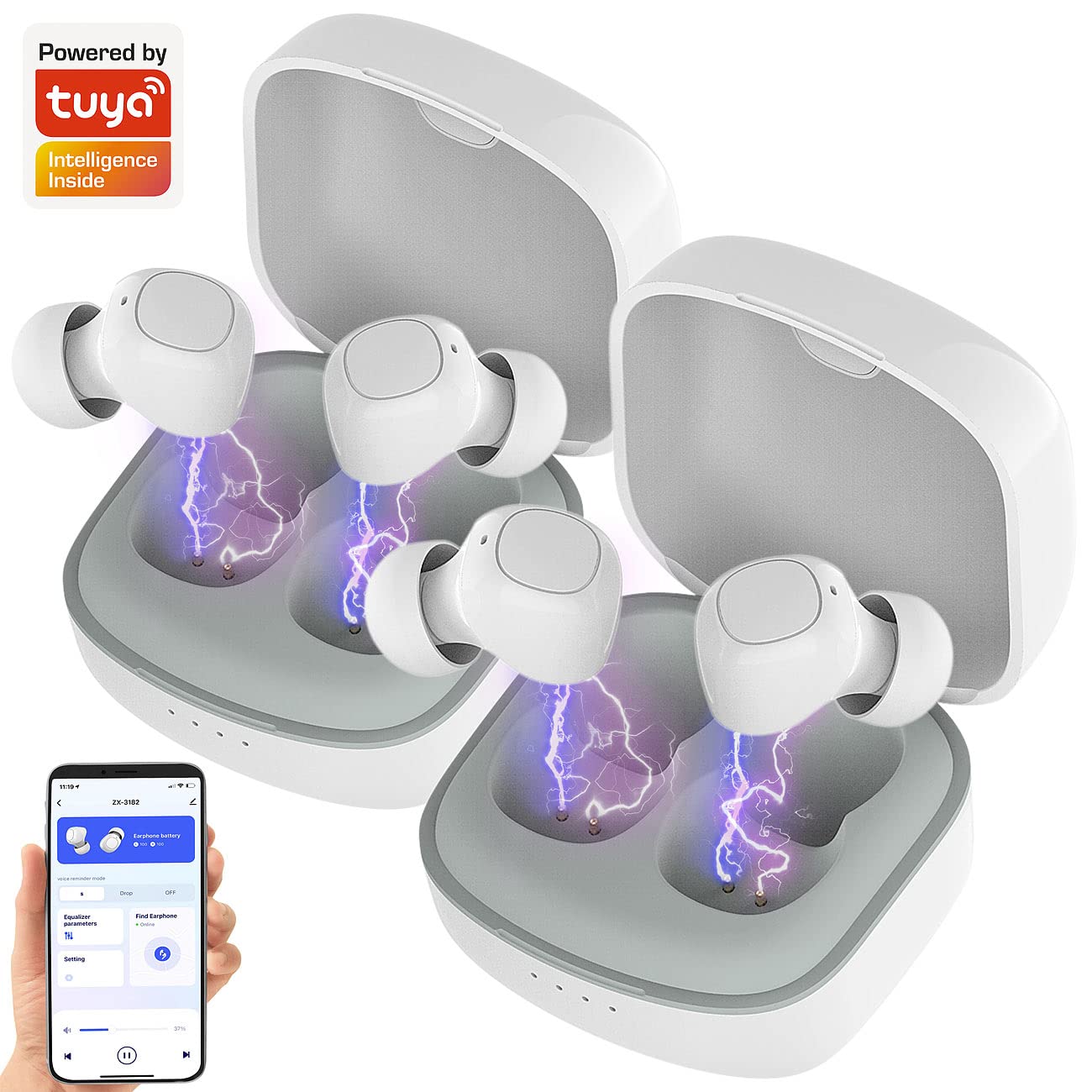 auvisio cuffie wireless: Cuffie stereo in-ear, compatibile con Google Assistant e Apple Siri, Bluetooth 5, Scatola di ricarica (senza fili, auricolare true wireless in-ear)