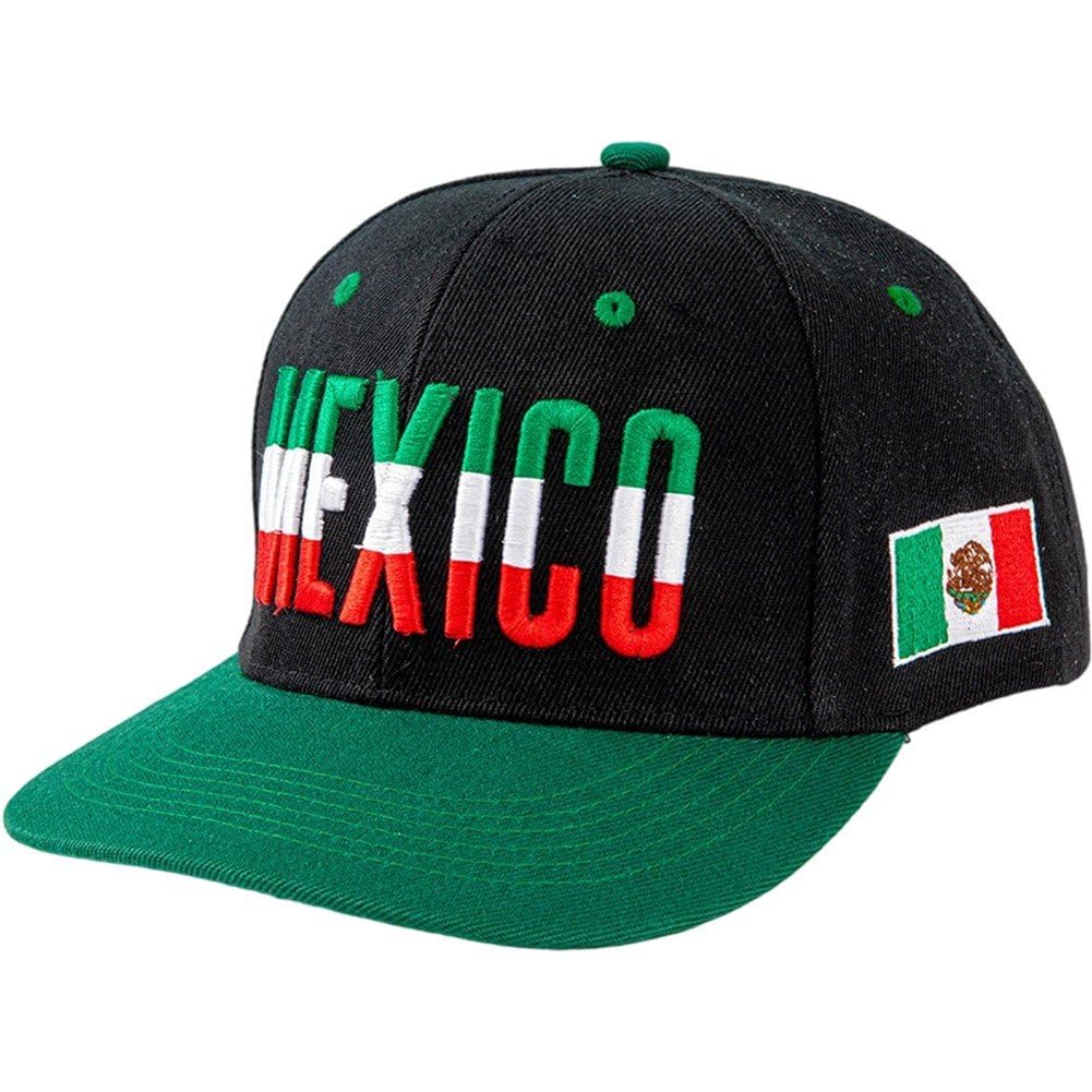 Uzztfa Men's Black+Green Mexico Flag Hat For Wo, Mexico Flag Baseball Cap Mexican Baseball Cap Adjustable Hip Hop Hat Outdoor Golf Hat