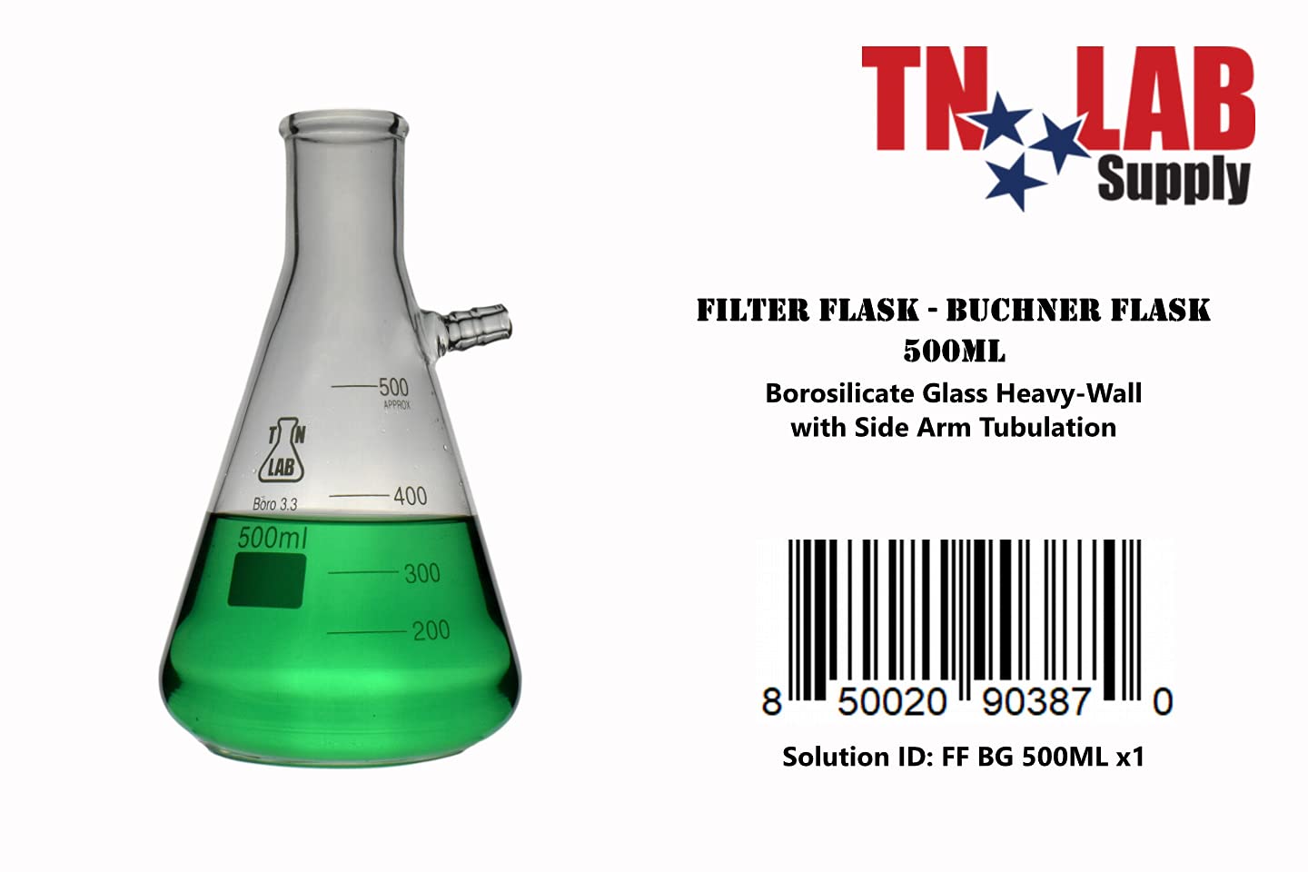 TN LAB Supply TN Lab Filter Flask Borosilicate Glass Vacuum Flask 500ml