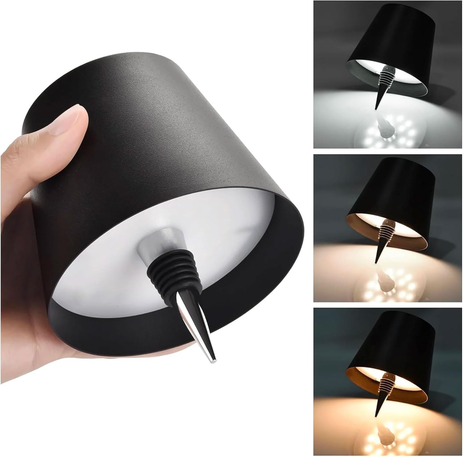 4 PEZZI Lampada da Tavolo Senza Fili Ricaricabile USB, 2 ANNI DI GARANZIA, Lampada LED per Bottiglia Touch e 3 Modalità di Luce, Lampada Design Moderno per Casa, Bar e Ristorante