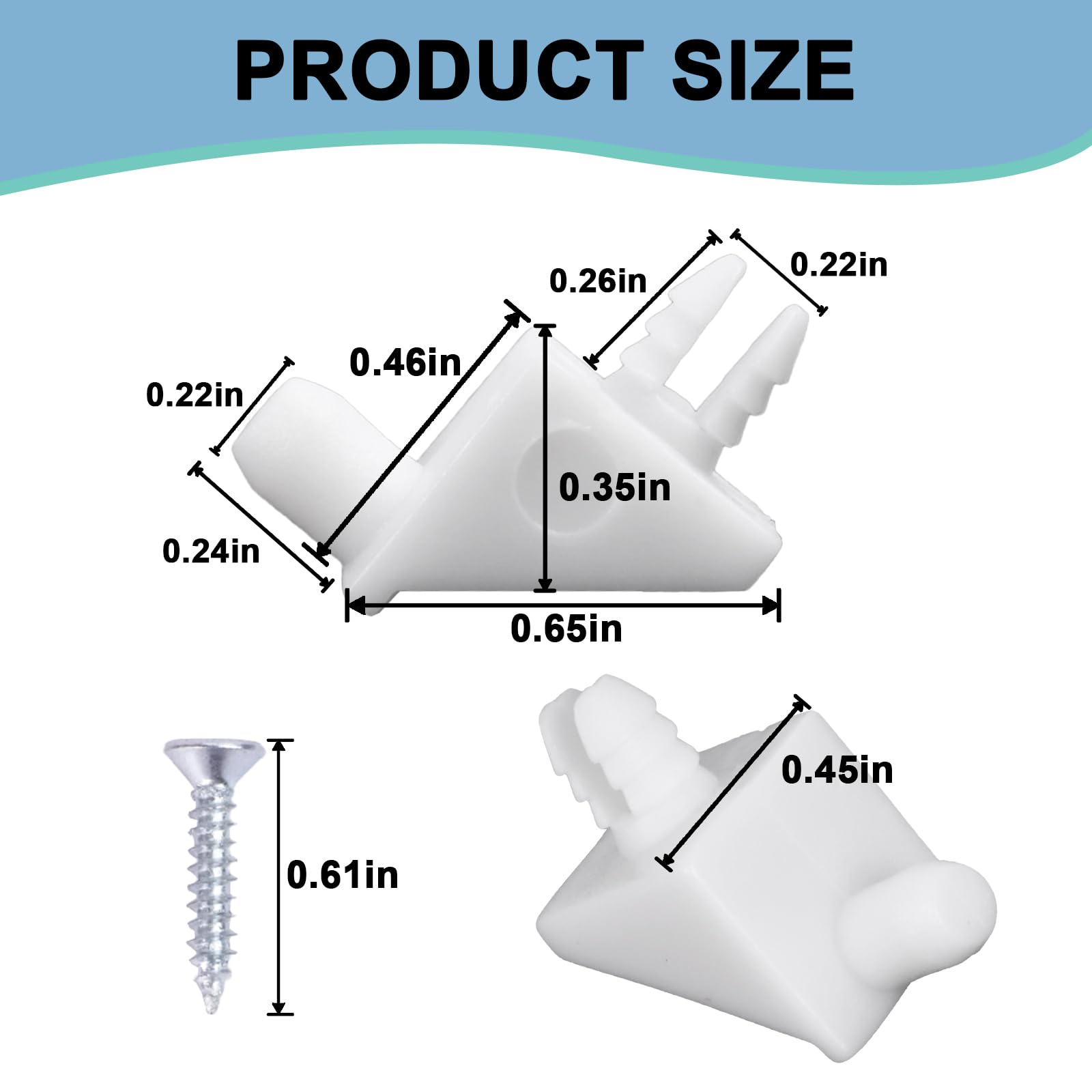 20PC 101558 White Shelf Support Pins for IKEA Part, Shelf Support Pins Replacement Brackets with Self-Tapping Screws — Amazon image 3