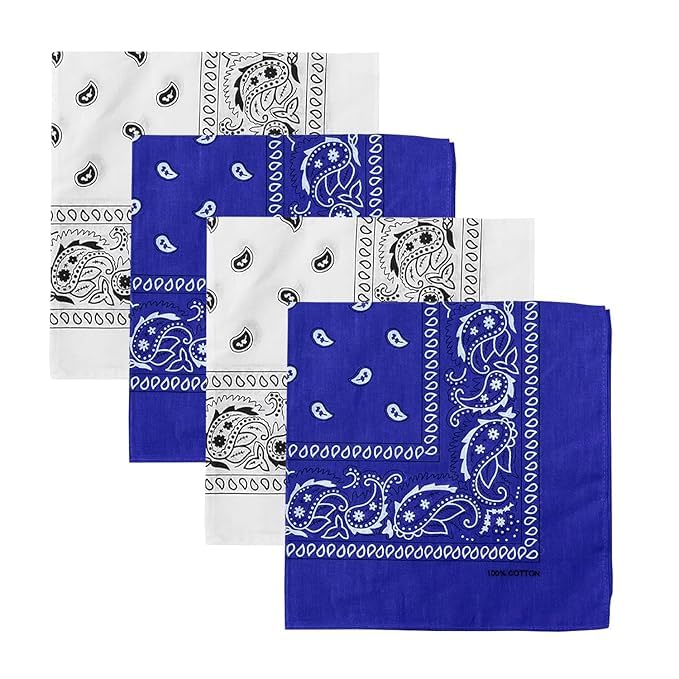 Unisex Soft Breathable Cotton Paisley Printed Cowboy Bandanas,Headband,Scarf (Multicolour_50CM X 50CM) Pack of 4-image-35