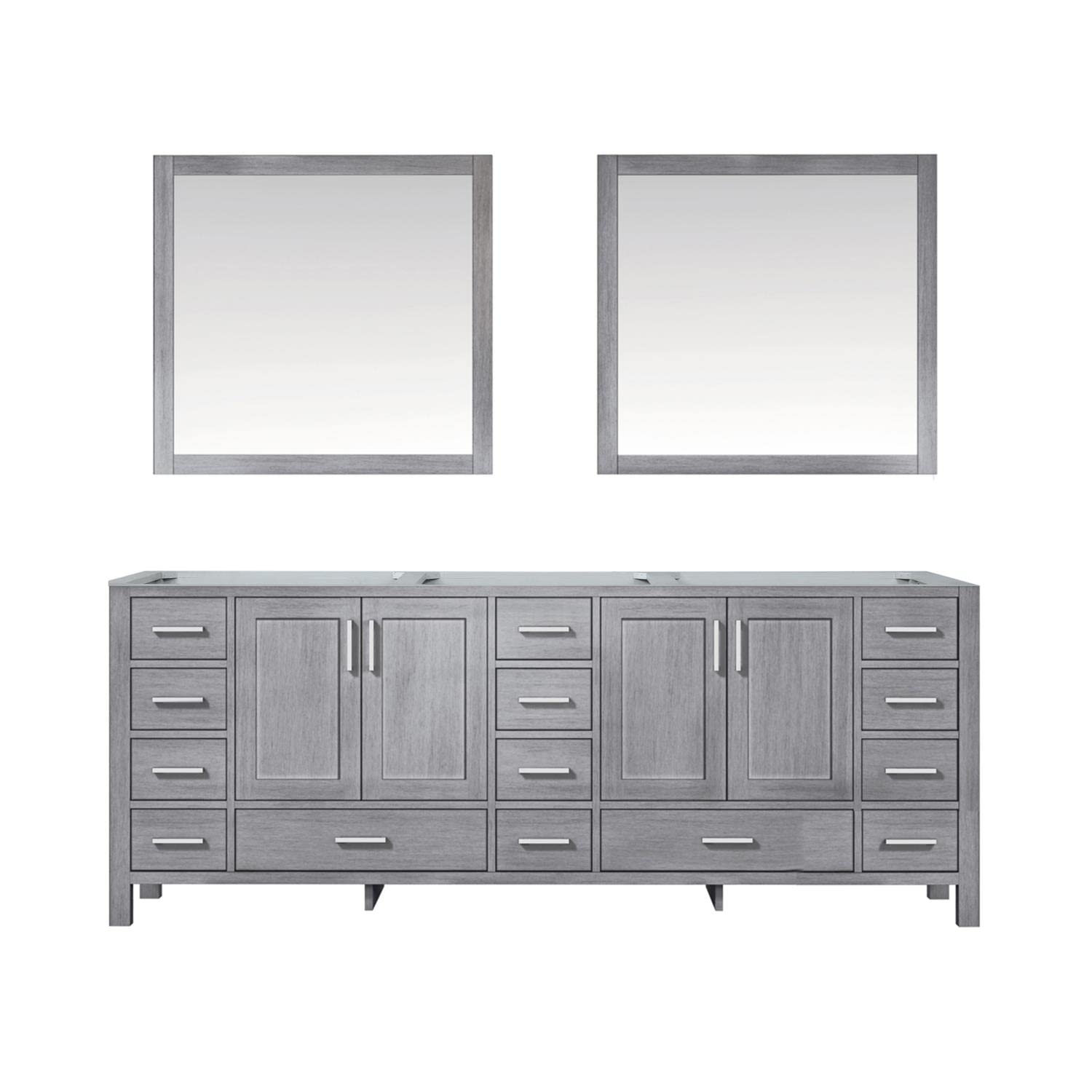 Lexora Home Jacques 84" Double Vanity with Mirrors in Distressed Gray