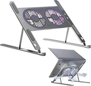 Monstake Laptop Cooling Pad with 2 Quiet Fans, Aluminum Alloy Stand for 9-16" Laptops, MacBook, Dell, HP, Lenovo & More