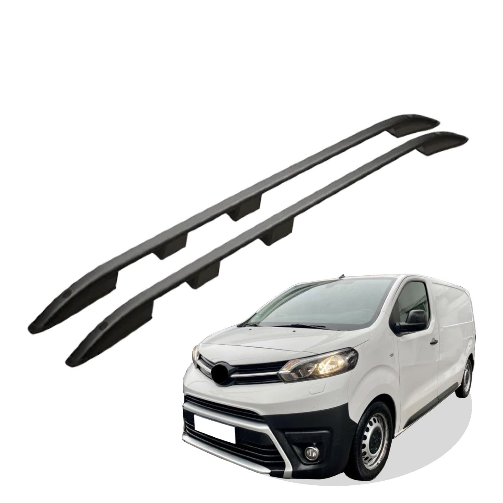 RC Royal Class Dachreling aus Aluminium eloxiert passend für Toyota Proace Verso L2 mittel (MWB) Baujahr ab 2016 passgenau in Schwarz mit Allgemeiner Betriebserlaubnis (ABE)