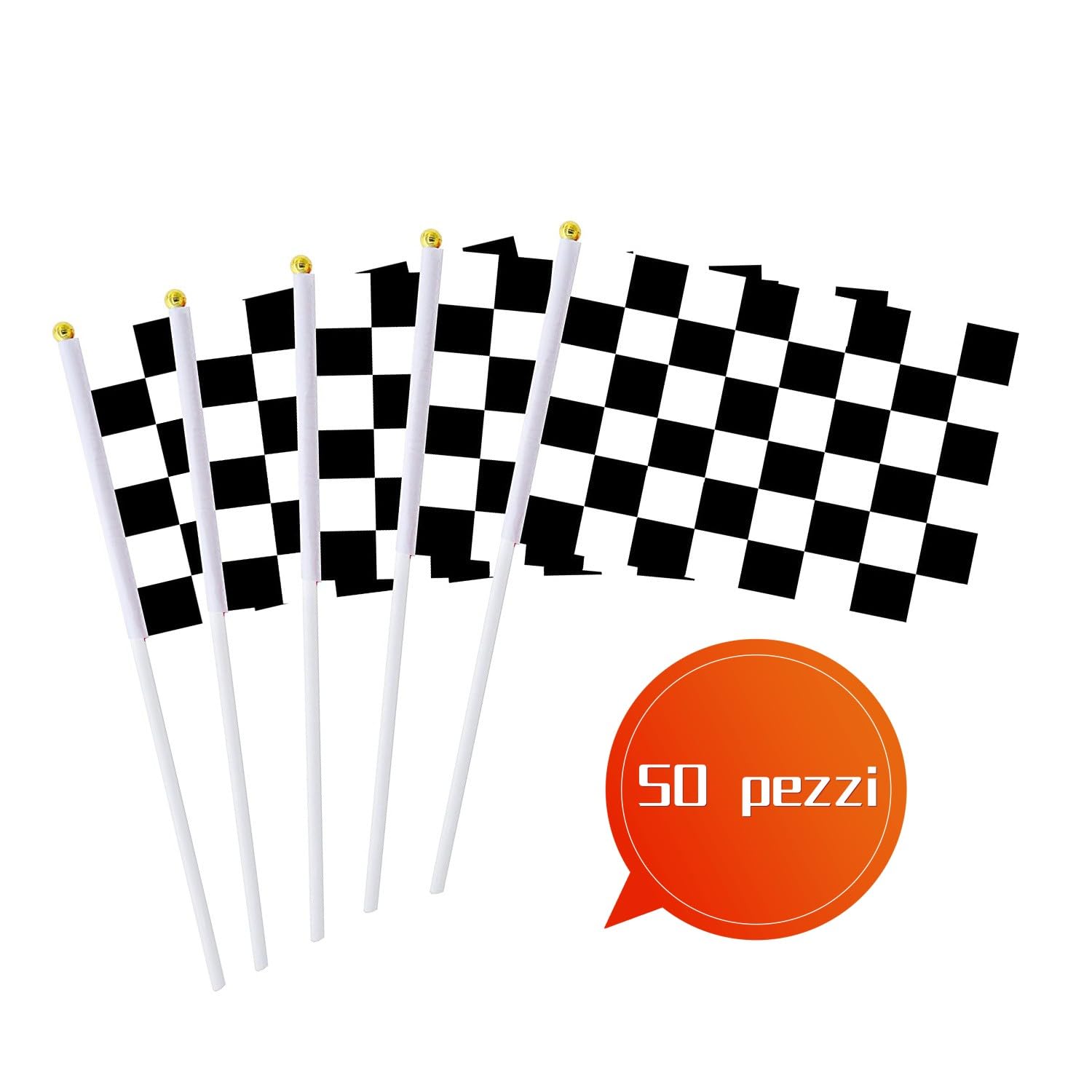 Bandiere Bianco e Nero a Manovella 50 Pezzi Bandiera a Scacchi per Festa Parate Giochi Calcio Decorazioni Auto da Corsa F1