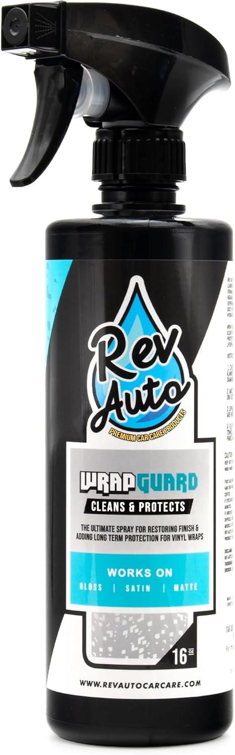 Rev Auto Wrap Guard - Cleans, Hydrates & Protects Car Vinyl | Vinyl Wrap Cleaner for Cars | Made for Gloss, Satin, Matte, Chrome, Printed & More - (32 Fl Oz)