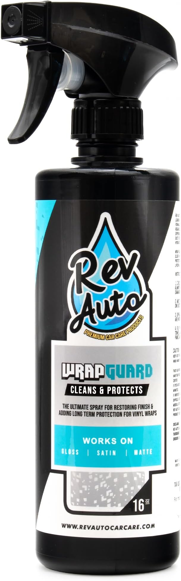 Rev Auto Wrap Guard - Professional Wrap Detailer/Wrap Protection Spray | Cleans, Hydrates, and Protects Vehicle Vinyl Wrap | Wrap Detail Spray | Wrap Protectant (16 Fl Oz)