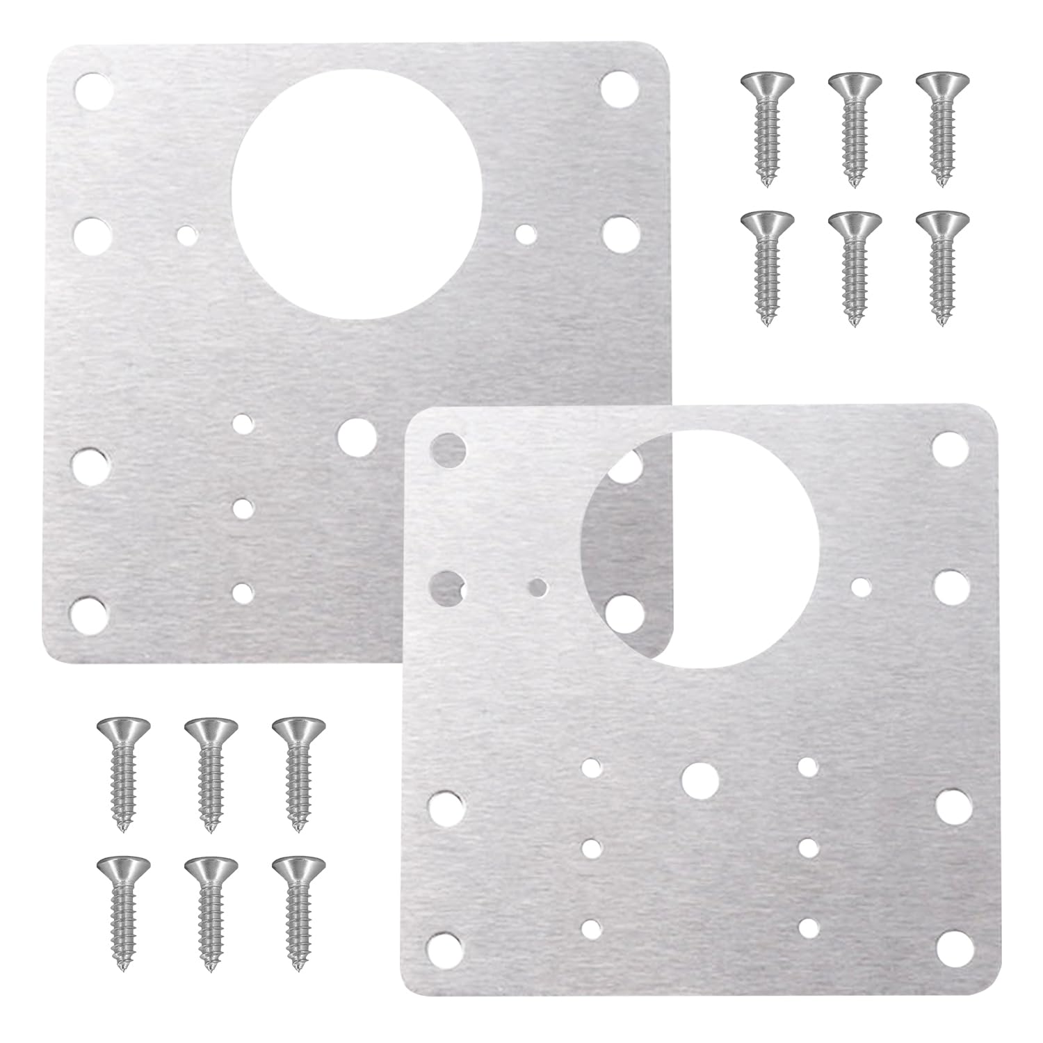 Bojueshaw Silver 2Pcs Stainless Steel Hinge Repair Plate,Heavy Duty Fixing Plates With 12 Screws For Kitchen Cupboards,Furniture & Drawers(90X90mm)