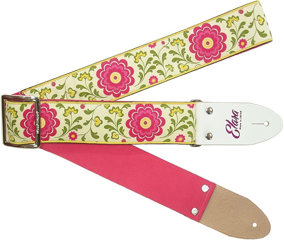 Elara Straps エララストラップ Border Peony Pink Ultrasuede 美しく頑丈なプロ仕様のギターストラップ 66 以上節約