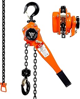 YATOINTO Manual Lever Chain Hoist, 1-1/2 Ton 3300 Lbs Chain Come Along, Capaciity 5 Feet Lift 1.5 Mnual Lever Block Ratchet Chain Hoist for Warehouse Garages Construction Zones