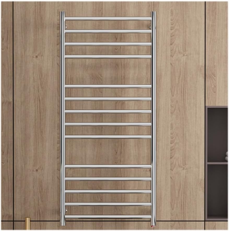 Heated Towel Rack Radiator Bathroom Accessories with Thermostatic,Stainless Steel Electric Towel Warmer Racks,Towel Warmers for Bathroom Wall Mounted,Silver a,Plug in Right