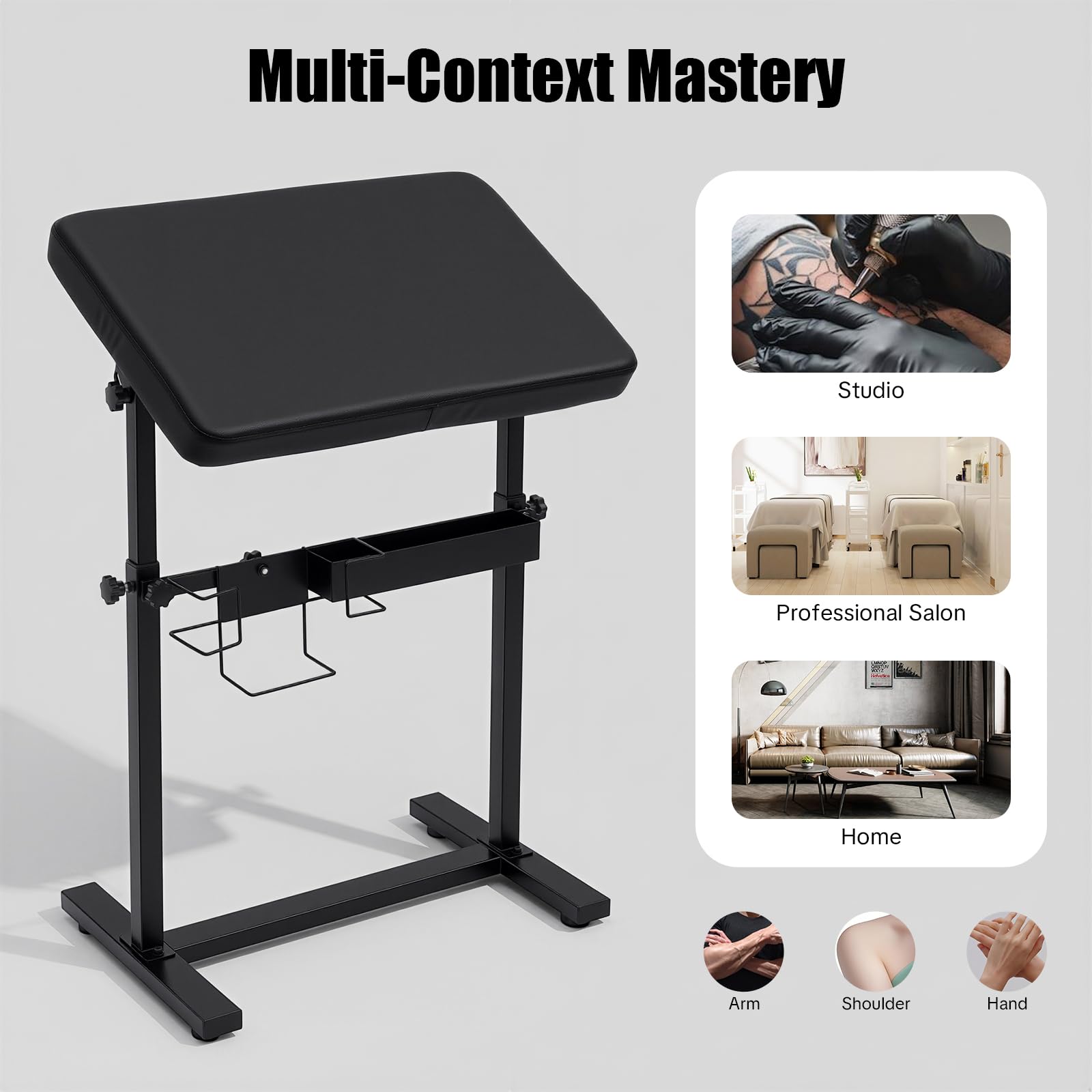 Support Bras Tatouage Réglable, Repose Bra Tattoo Professionnel, Accoudoir Tatouages Table Bras, 50kg Capacité Station Travail Tattoo, Équipement Tatouage Studio, Salon Maison Atelier