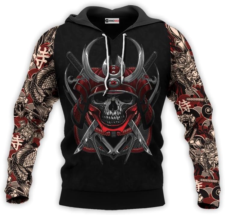 Samurai Men's Hoodie 3D Print Samurai Pullover Sweatshirts Unisex Long Sleeve Casual Hooded
