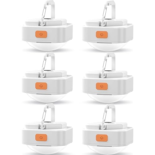Rechargeable Camping Lights FLY2SKY 6Pcs White Tent Lights Mini Flashlight Portable LED Camping Lantern Survival Gear Camping Accessories for Hiking Backpacking Fishing Hurricane Emergency Outage