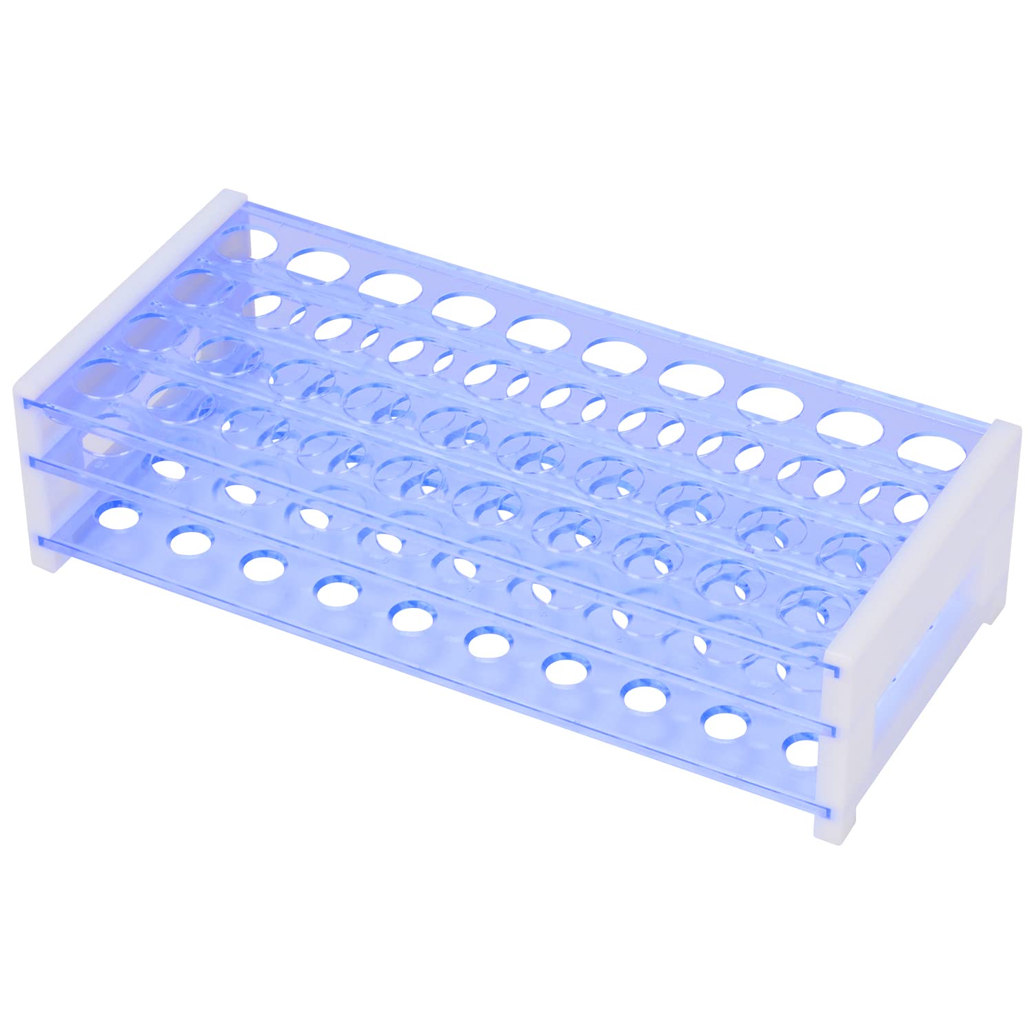 stonylab Test Tube Rack, 3-Tier Detachable Blue Plastic Holder Stand Rack, for Laboratory Scientific Experiments, 18 mm 40-Place