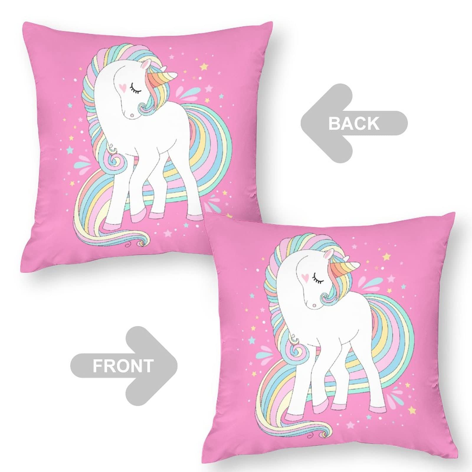 Bonhause Housse De Coussin Licorne 45 X 45 Cm Arc-en-Ciel Bleu