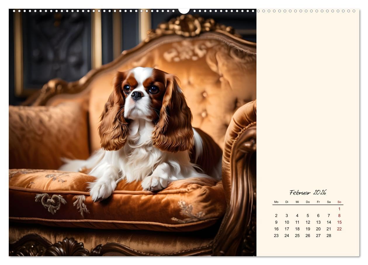 Goldige Kavalier King Charles Spaniels (Wandkalender 2026 DIN A2 quer), CALVENDO Monatskalender: Freundlicher Familien- und Seniorenhund (CALVENDO Tiere)