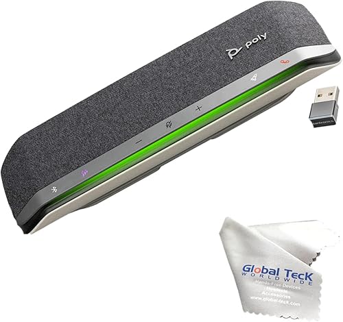 Poly Sync - Altavoz USB para más de 40 equipos solución para trabajo remoto, aprendizaje a distancia con dongle Bluetooth, transmisión de voz, video