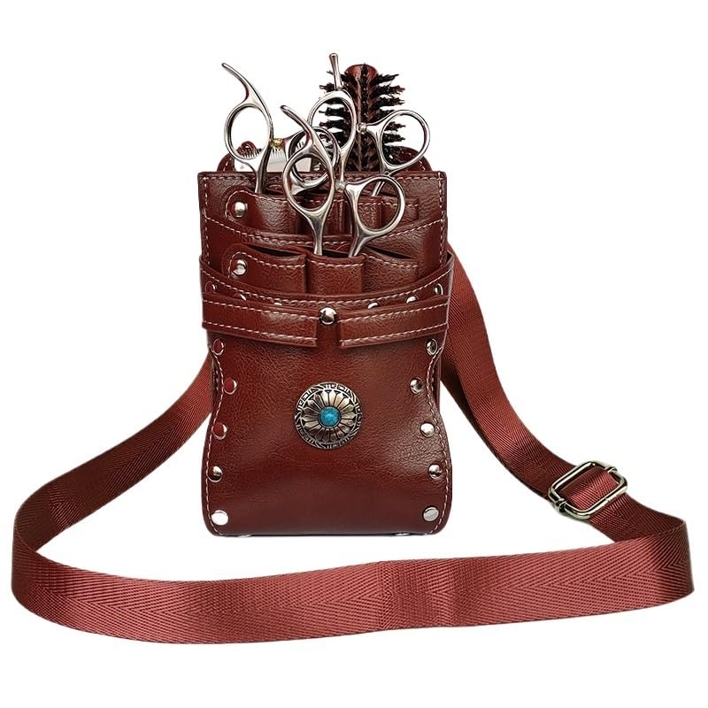 Friseurtasche Werkzeugtasche Friseur Schere Tasche Salon Barber Friseur Holster Haar Stylist Werkzeuge Taschen Kamm Schere Taille Schulter Gürtel Fall PU Friseurtasche(Pink)