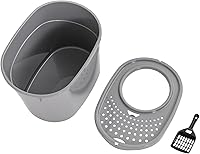 Vista 9 de Yaxa Basics Caja de arena grande para gatos con lados altos, entrada superior, incluye pala, 20.5 x 14.75 x 14.38 pulgadas, gris