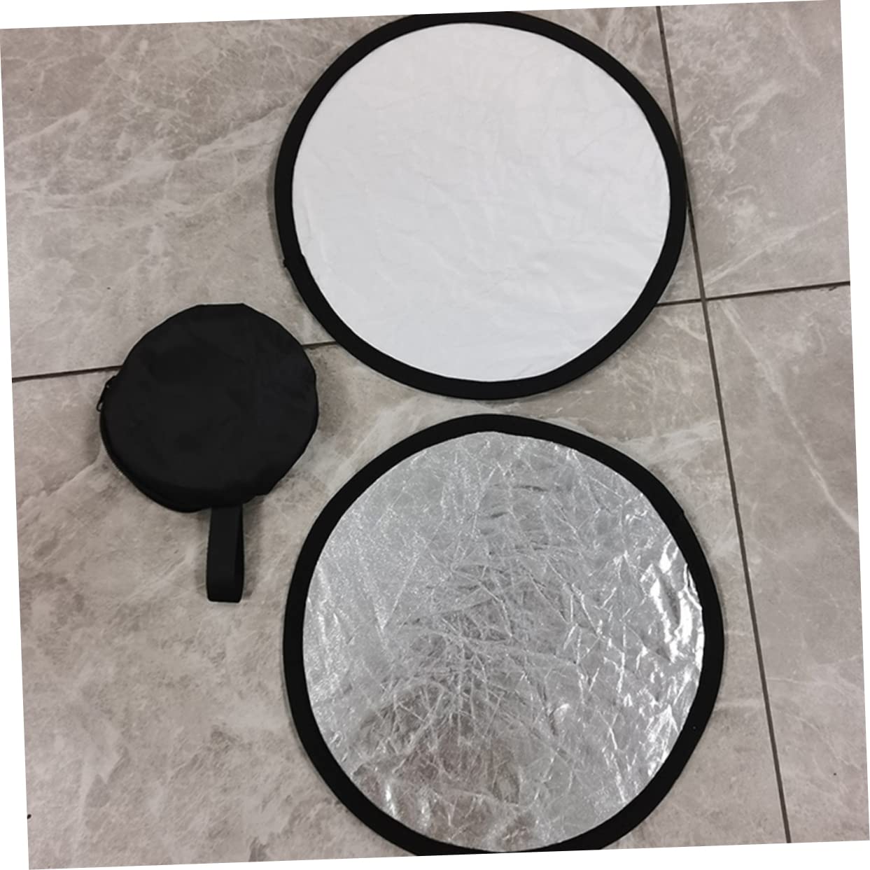 LIFKICH 2pcs Round Light Pad Reflector for Video Camera Mount Photography Reflector Holder Photo Light Reflector Diffuser Light Reflector Prop Nylon Cloth with Reflective Coating Silver