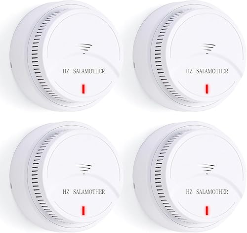 Detector de humo, 4 unidades, detector de humo con tecnología fotoeléctrica con indicador LED y botón de prueba, detectores de humo para el hogar, 4