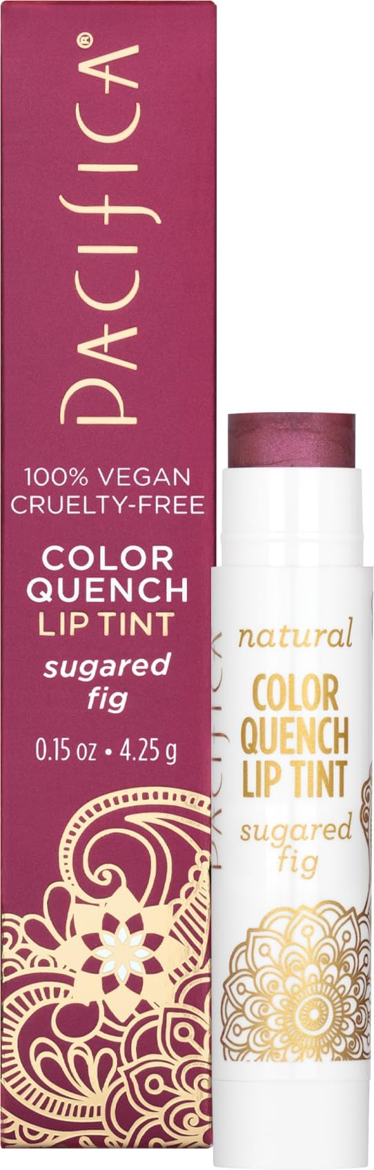 Pacifica Tinted Lip Balm โ Color Quench Hydrating Flavored Lip Balm -Sugared Fig Flavor - Red Pink -w/Coconut Oil & Cocoa Butter Natural Clean Beauty Vegan & Cruelty-Free Dermatologist Tested